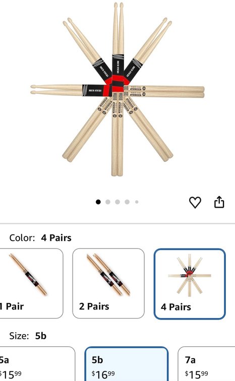 White Oak 5A Drumsticks and Grip-Wrapped Drumsticks