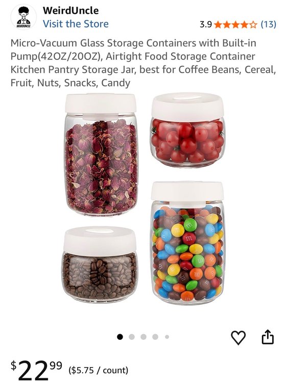 Set of 4 Glass Vacuum Food Storage Containers - Est Retail $23