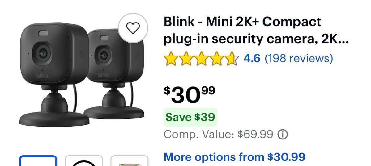 Blink Mini 2K+ Plug-In Security Cameras, 2-Pack - Est. Retail $69.99
