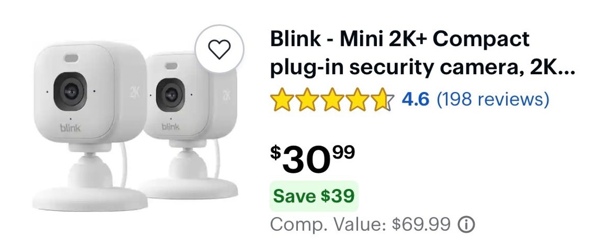Blink Mini 2K+ Security Cameras, 2-Pack - Est. Retail $69.99