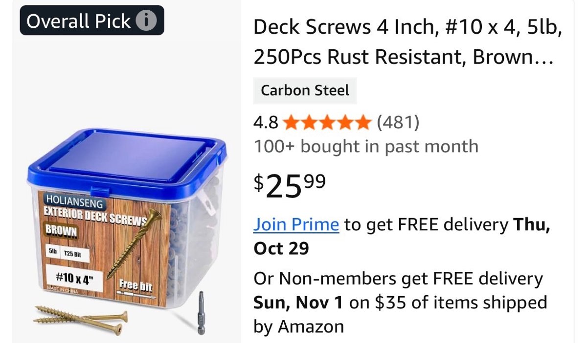 #10 x 4 in Exterior Deck and Wood Screws
