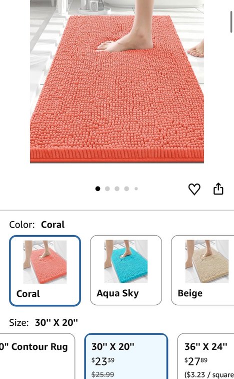 Coral Chenille Bath Mat and Plush Fabric Item