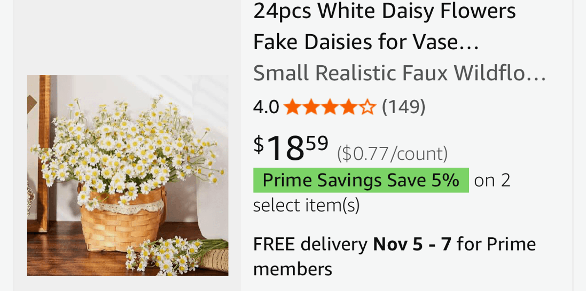24-Piece Faux White Daisy Flowers - Est. Retail $18.59
