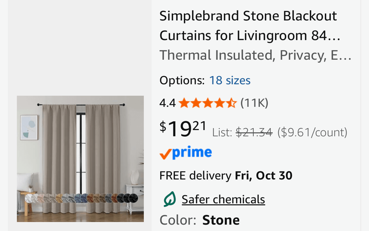 Simplebrand Stone Blackout Curtains 84 in- Est. Retail $21