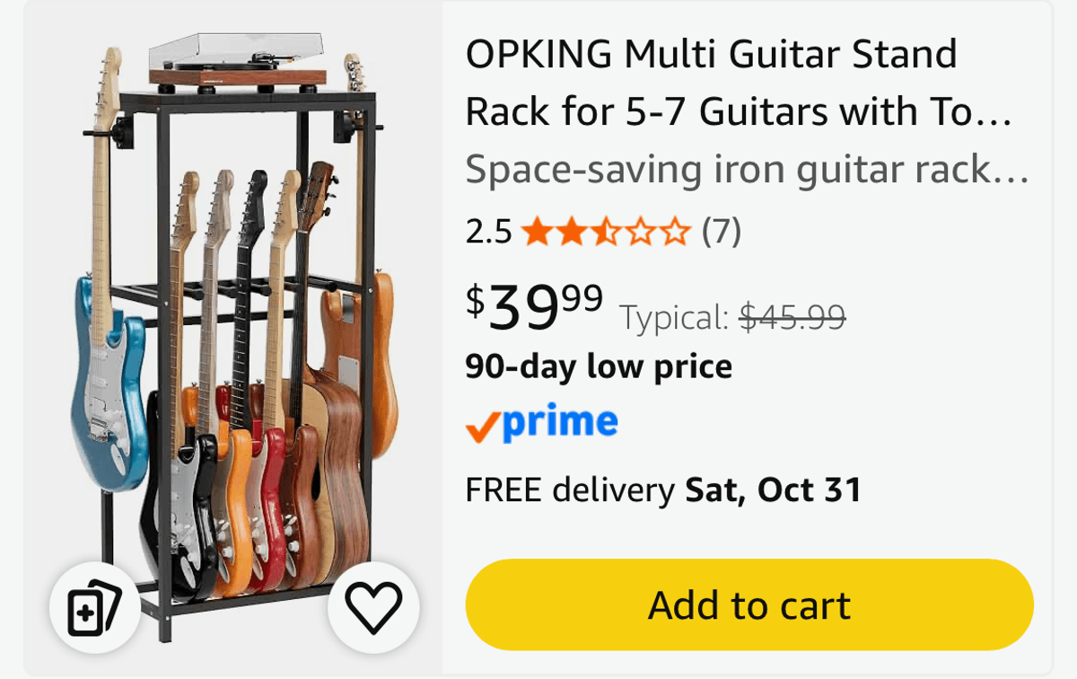 Multi-Guitar Stand Rack - Est. Retail $39.99