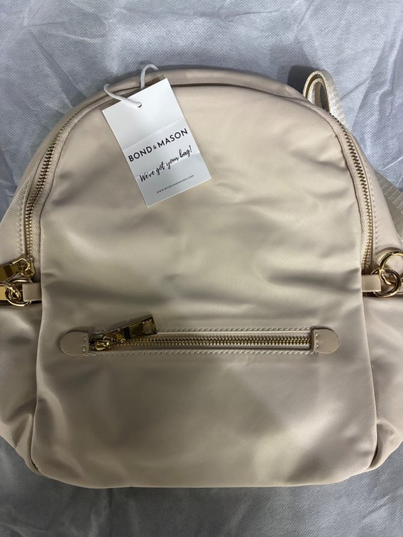 Bond & Mason Cream Fabric Backpack with Dust Bag