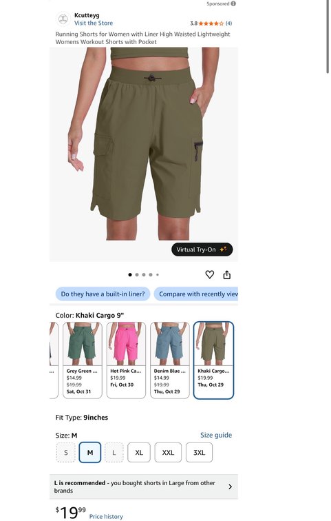 Kcutteyg Women's Running Cargo Shorts Size M - Est. Retail $19.99