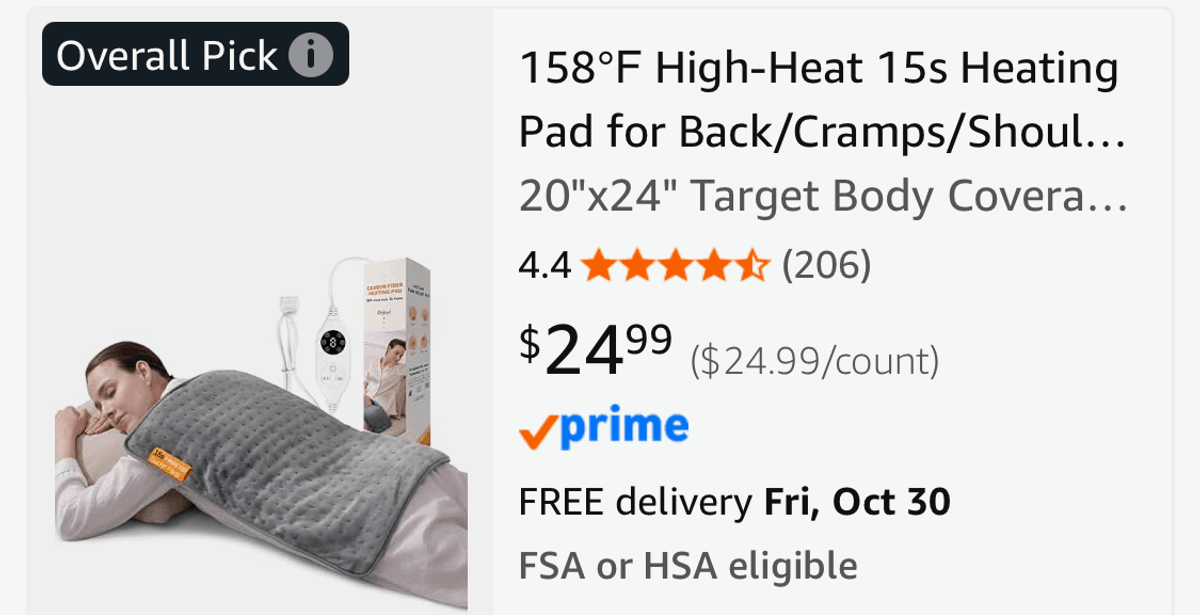 Carbon Fiber Electric Heating Pad 20 x 24 in - Est. Retail $24.99