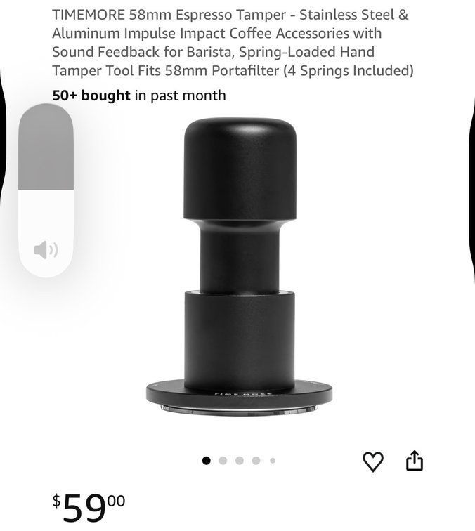 TIMEMORE 58mm Spring-Loaded Espresso Tamper- Est. Retail $59
