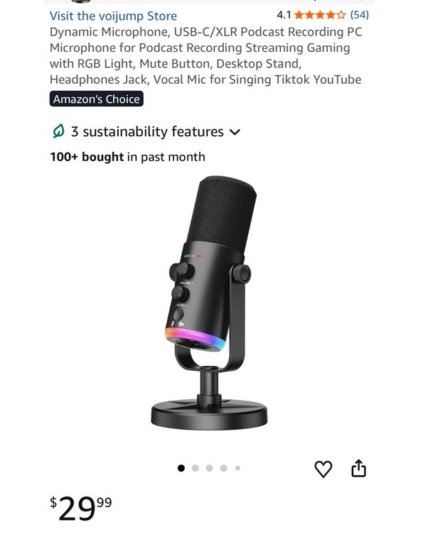 Ensemelo EM808 USB/XLR Dynamic Microphone- Est. Retail $29.99
