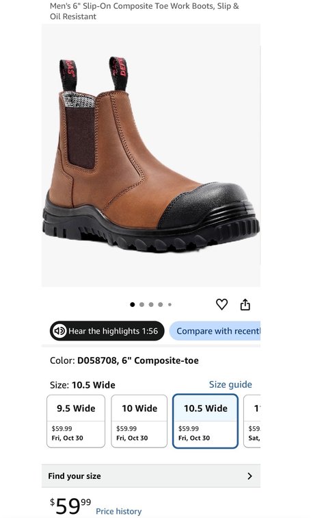 Men's 6" Slip-On Composite Toe Work Boots - Est. Retail $59.99