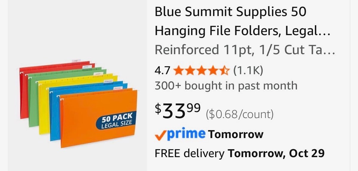 Blue Summit Supplies 50-Pack Legal Hanging Folders - Est. Retail $33.99
