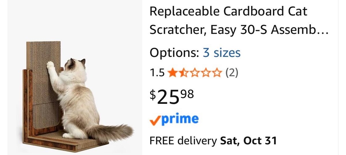 L-Shaped Cardboard Cat Scratcher - Est. Retail $25.98