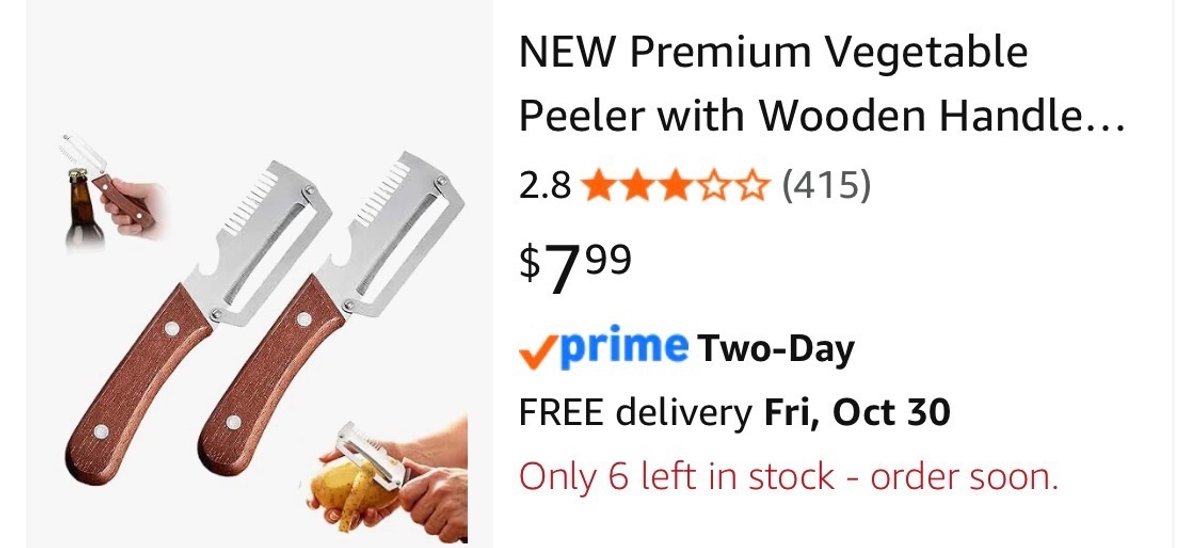 Set of 2 Vegetable Peelers with Wooden Handles - Est. Retail $7.99