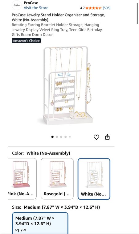 ProCase White Jewelry Stand Organizer - Est. Retail $17.99
