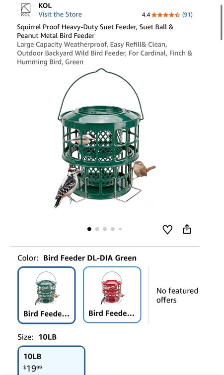 KOL Squirrel Proof Heavy-Duty Suet Bird Feeder - Est. Retail $19.99