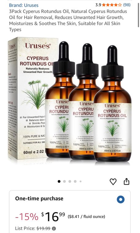 Cyperus Rotundus Oil 3-Pack and Patterned Cardboard Box - Est Retail $17