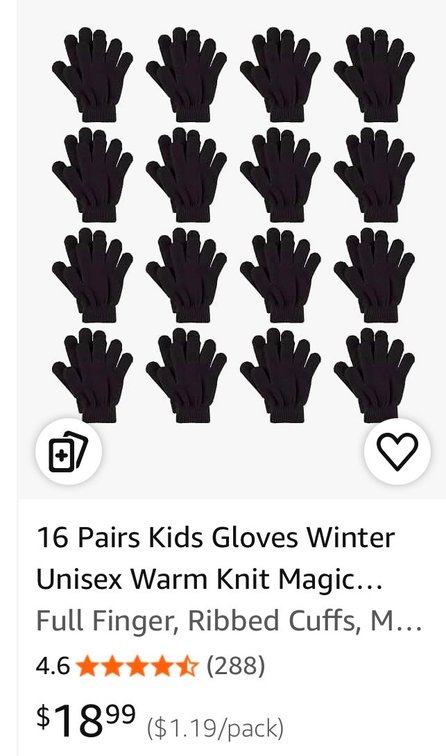 16 Pairs Kids Black Knit Gloves - Est. Retail $18.99