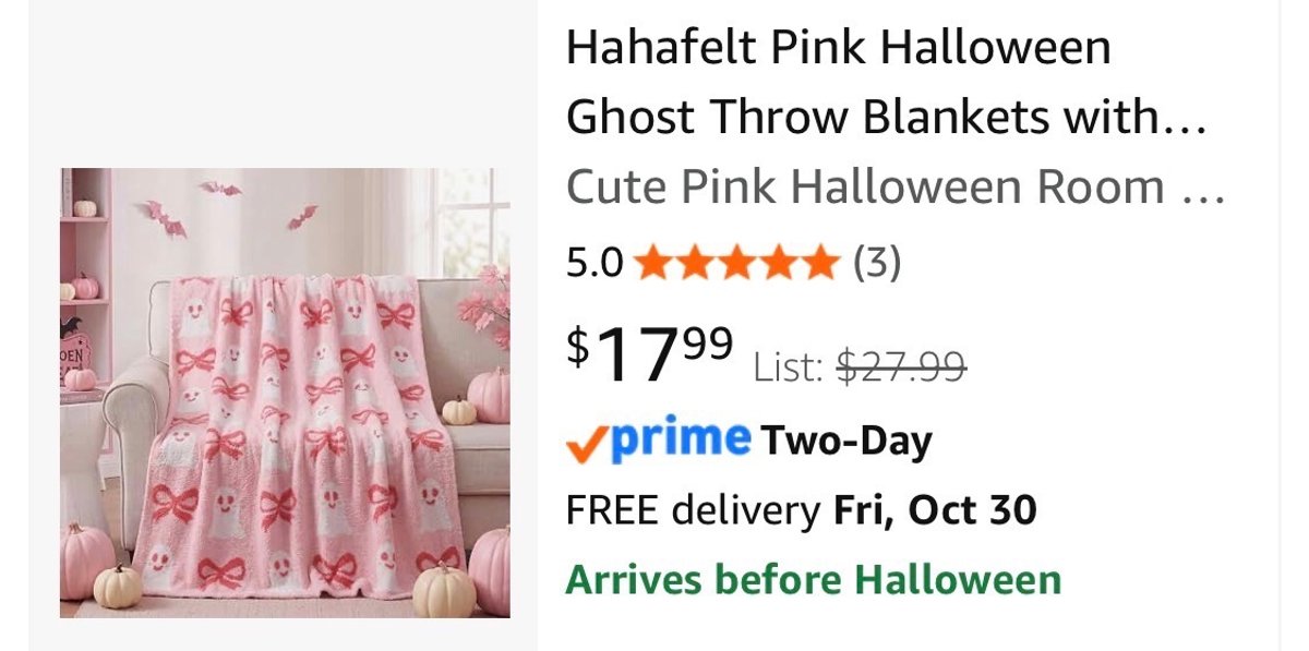 Pink Halloween Ghost Throw Blanket - Est. Retail $17.99