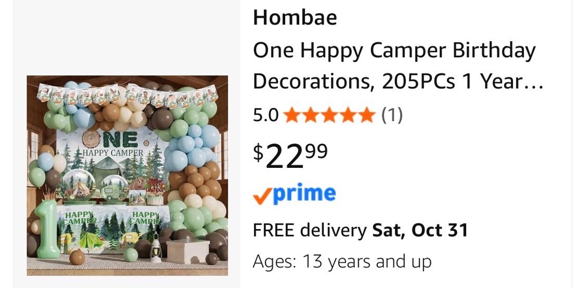 Hombae One Happy Camper 205-Piece Decor Kit- Est. Retail $22.99