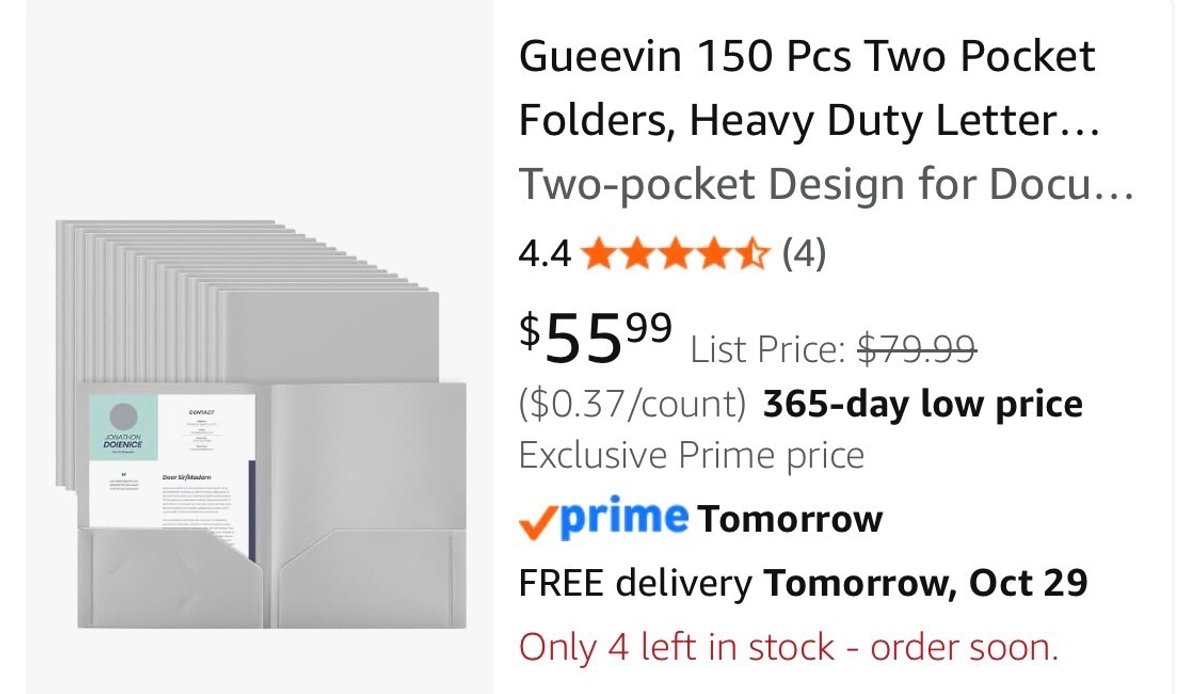 Gueevin 150-Pack Two-Pocket Folders- Est. Retail $56