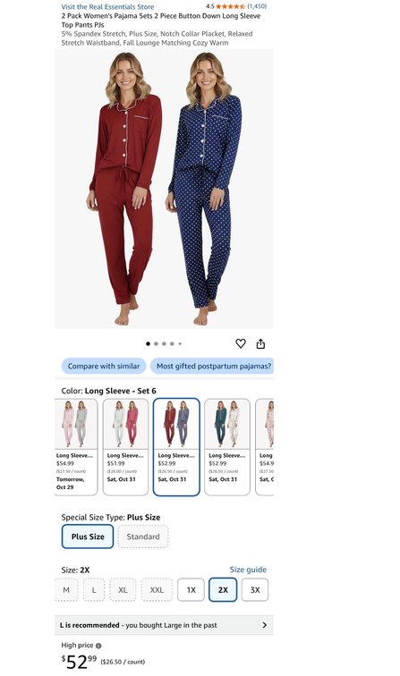 Real Essentials Women's 2-Pack Pajama Sets, Size 2X - Est. Retail $52.99