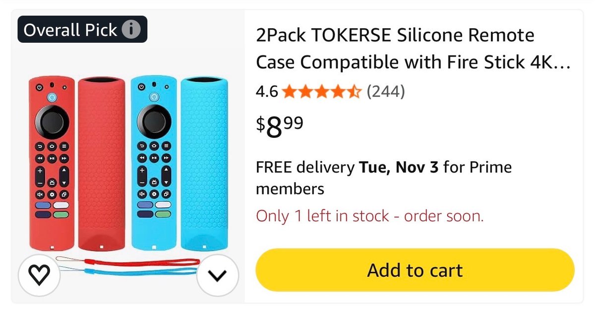Set of 2 Silicone Remote Cases for Fire Stick 4K- Est. Retail $8.99