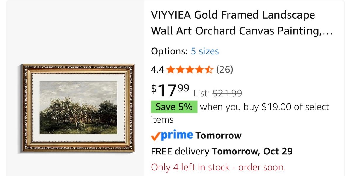 VIYYIEA Gold Framed Orchard Canvas Painting - Est. Retail $17.99