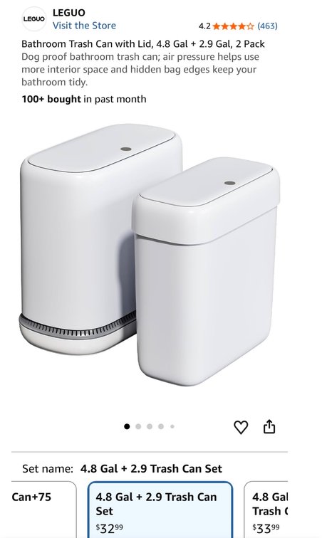 Bathroom Trash Can Set (4.8 & 2.9 Gal) - Est. Retail $33