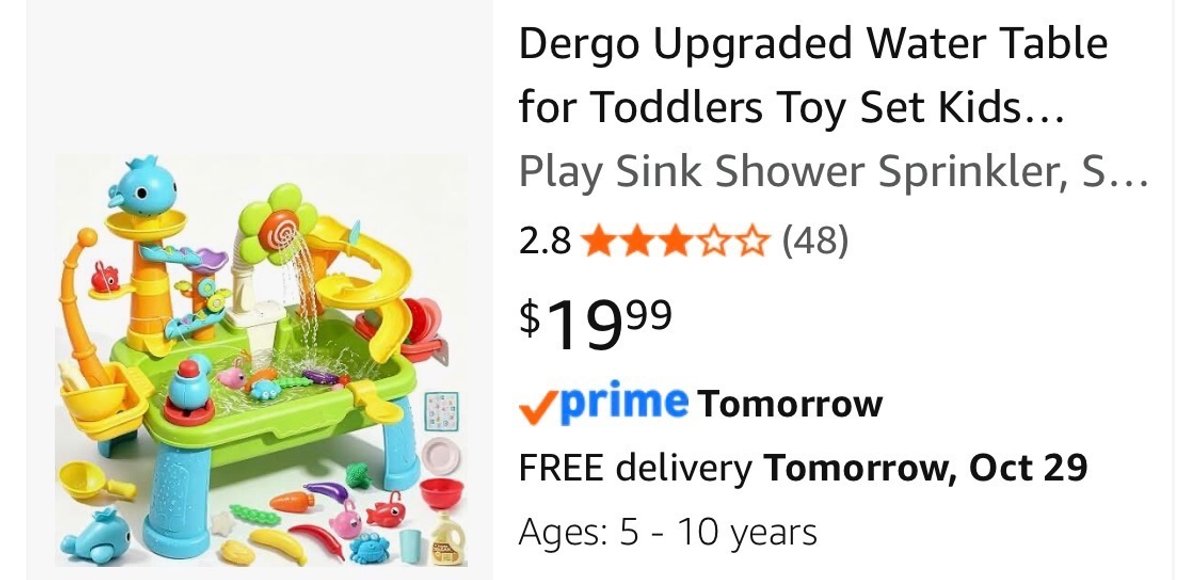 Dergo Toddler Water Table Toy Set - Est. Retail $19.99