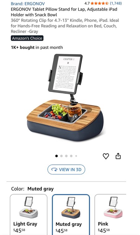 Tablet Lap Pillow Stand with Snack Bowl and Mount - Est Retail $45