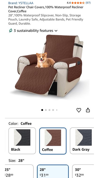 YSTELLAA 28" Pet Recliner Chair Cover - Est. Retail $31.99