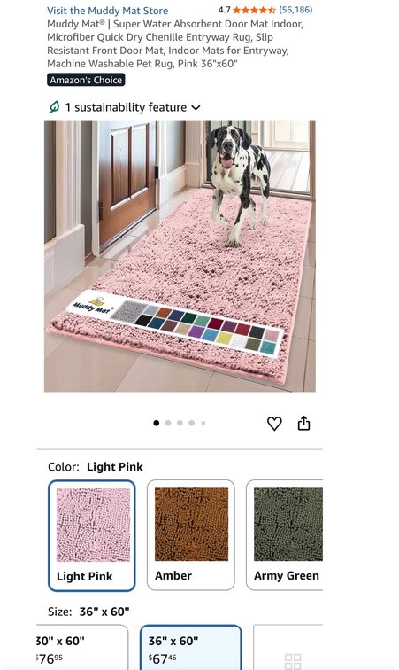 Muddy Mat Microfiber Chenille Entryway Mat, Light Pink, 36 x 60 In - Est Retail $70