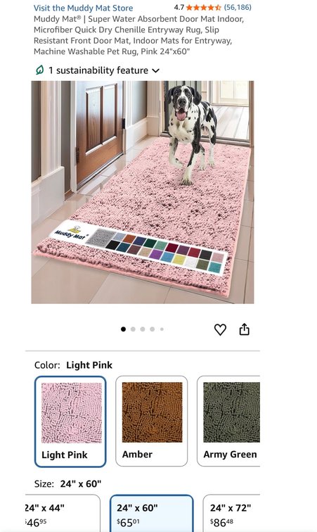 Muddy Mat Microfiber Chenille Runner Rug, 24" x 60"- Est Retail $65