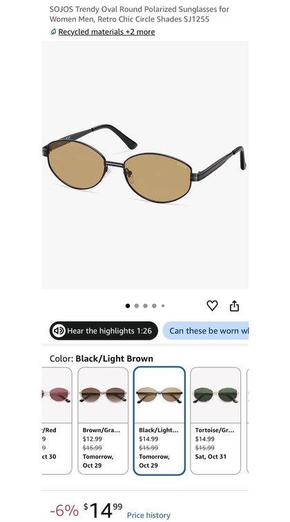 SOJOS Oval Round Polarized Sunglasses SJ1255 - Est. Retail $14.99