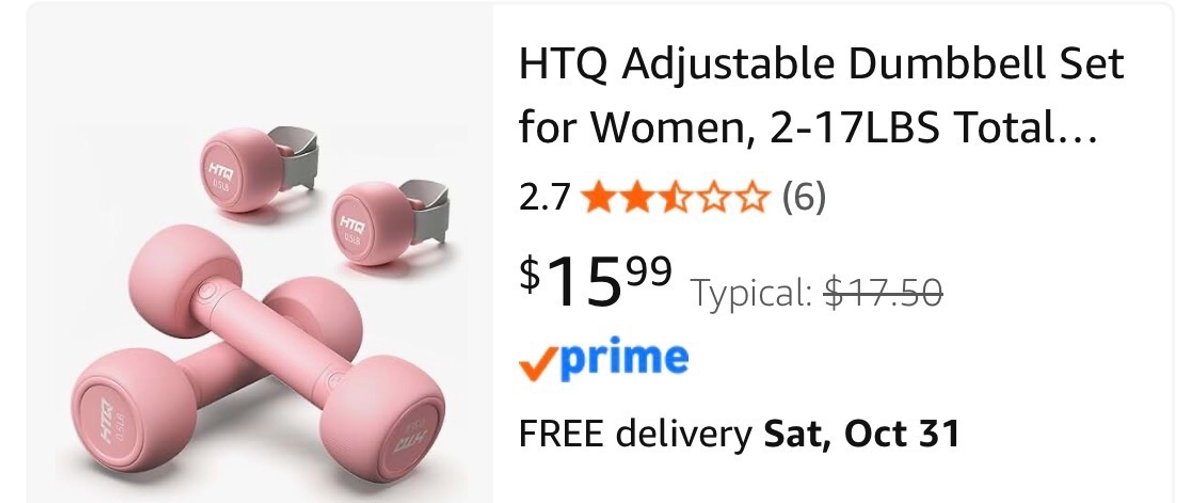 HTQ Adjustable Dumbbell Set- Est. Retail $15.99