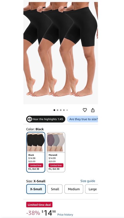 3-Pack Women's Black High-Waisted Bike Shorts, Size X-Small- Est. Retail $14.99