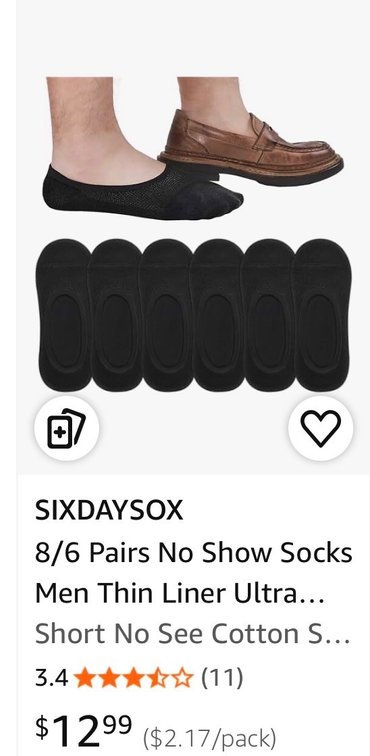 SIXDAYSOX Men's No Show Liner Socks - Est. Retail $12.99