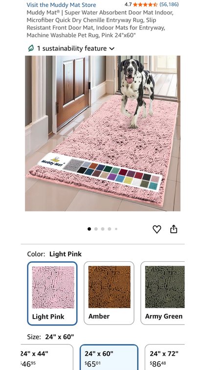 Muddy Mat Chenille Entryway Rug, Light Pink - Est. Retail $65