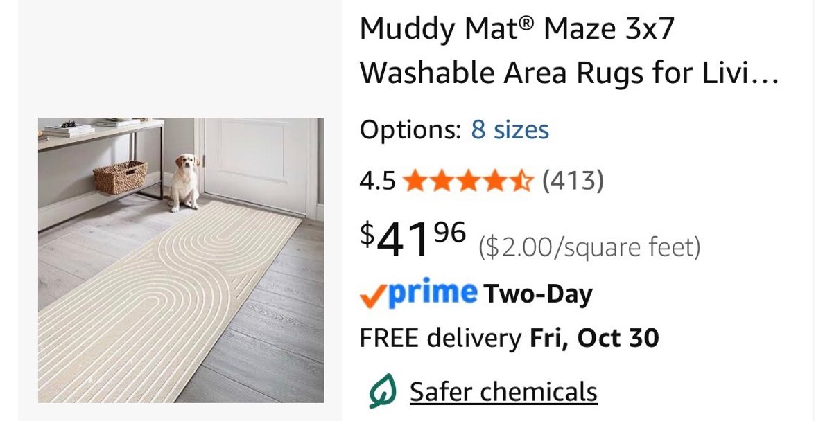 Muddy Mat Maze 3x7 Washable Rug - Est. Retail $41.96