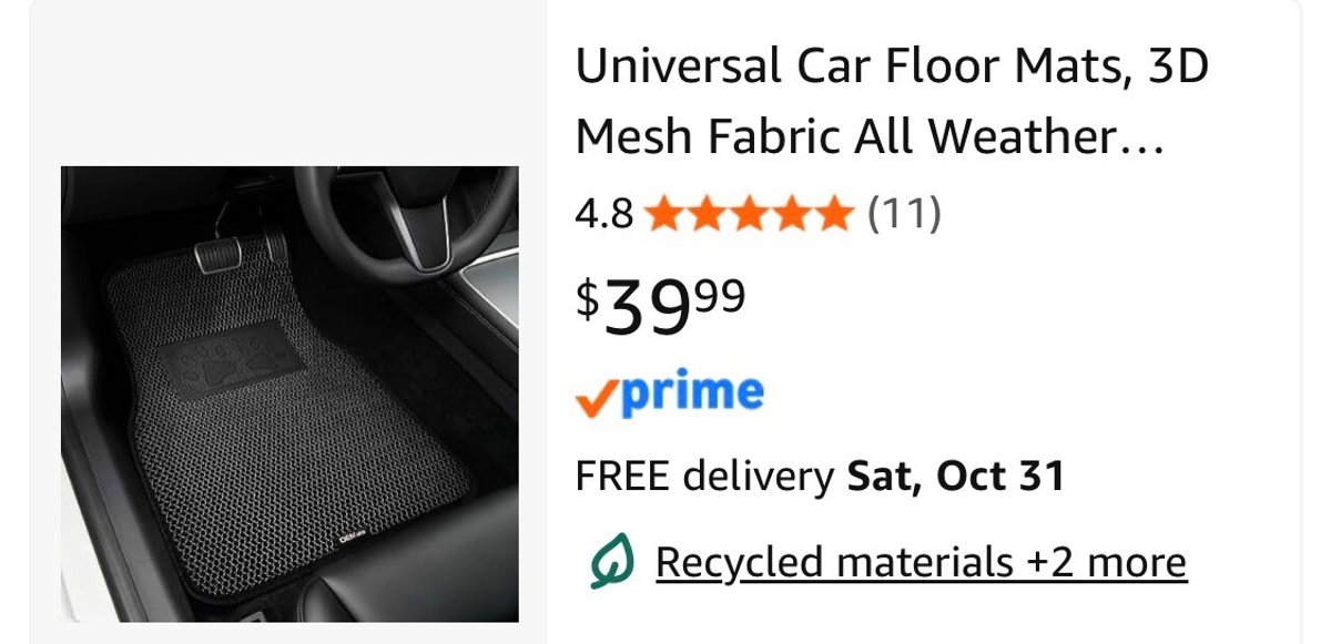 Universal Car Floor Mats, 3D Mesh Fabric- Est. Retail $39.99