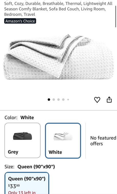 TWINY Threads Cotton Queen Waffle Blanket - Est. Retail $33.99