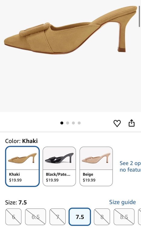 Khaki Pointed-Toe Mule Heels, Size 7.5 - Est. Retail $19.99