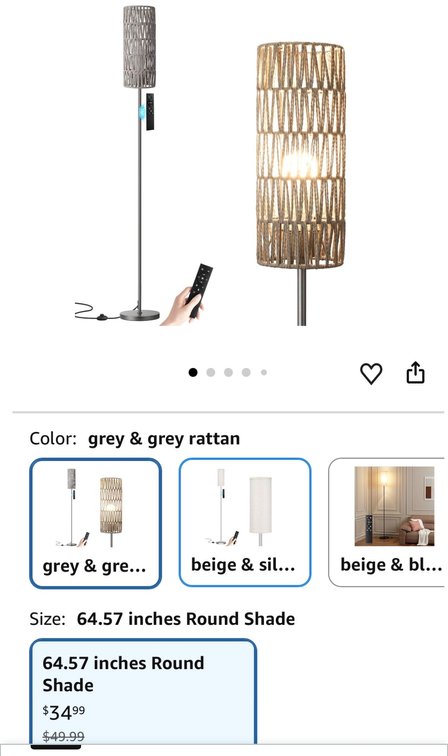 Floor Lamp with Woven Shade and Remote- Est. Retail $49.99