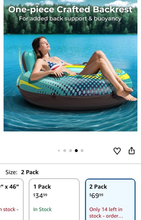 Luxury River Tube 2-Pack 53"- Est. Retail $69.99