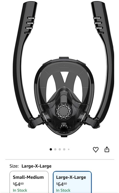 Zestbina Adult Full Face Snorkel Mask L/XL- Est. Retail $64.60