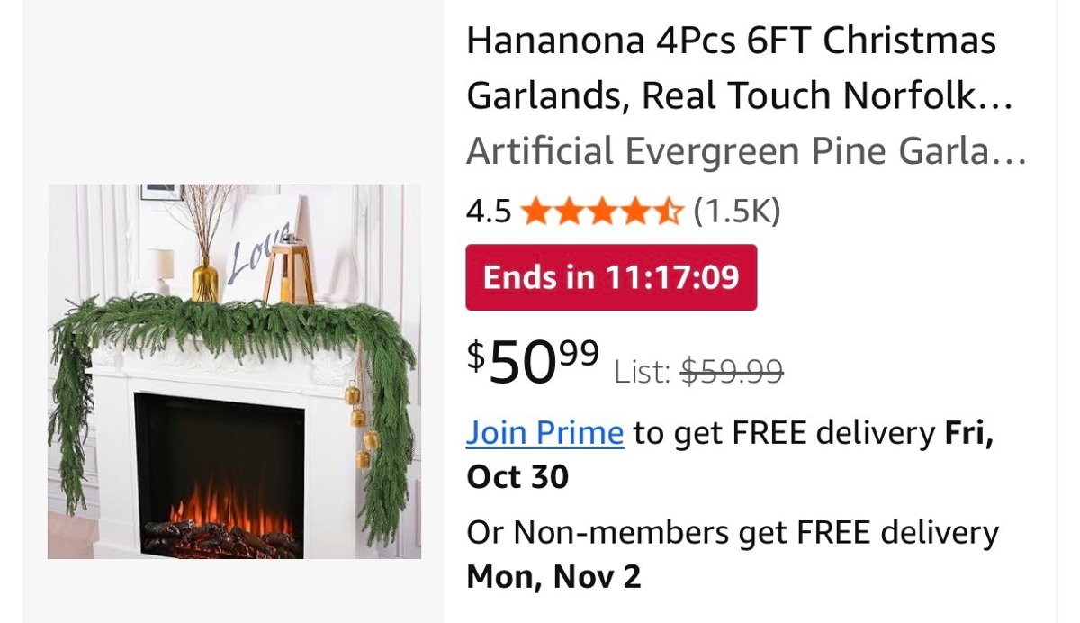 Hananona 4-Piece Norfolk Pine Garlands - Est. Retail $59.99