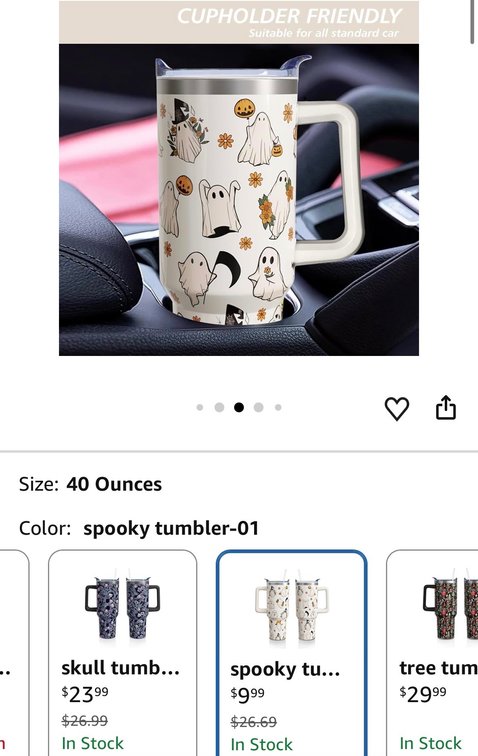 Halloween Ghost Pattern Travel Tumbler 40 oz- Est. Retail $26.69