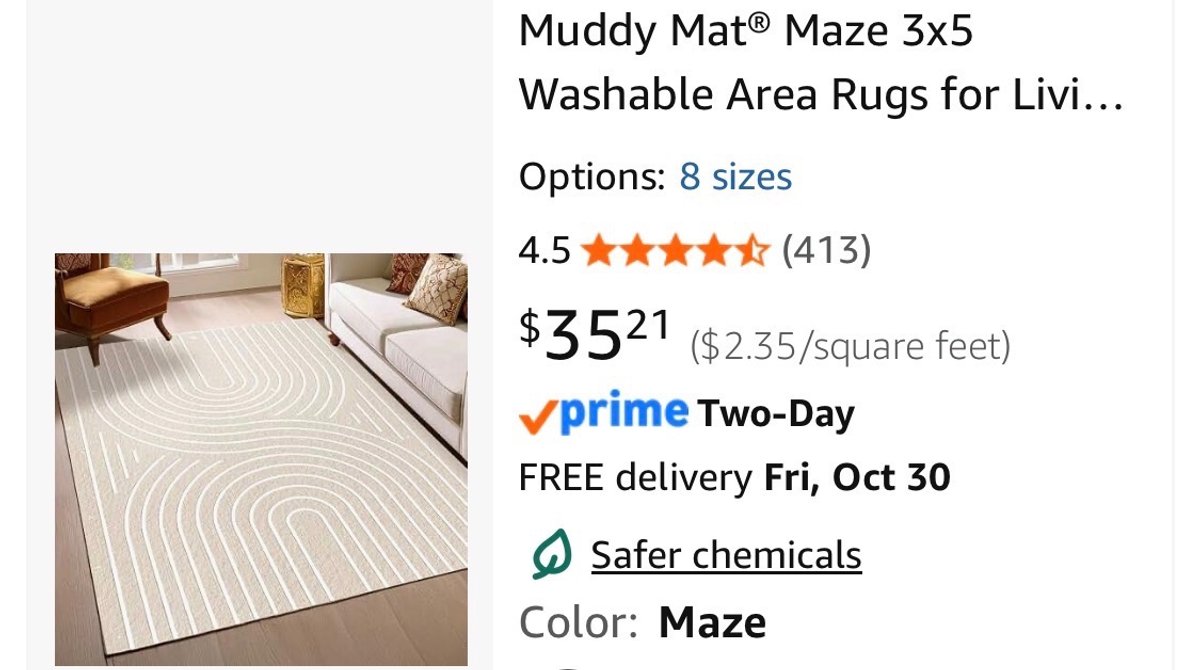 Muddy Mat Maze 3x5 Washable Area Rug- Est. Retail $35