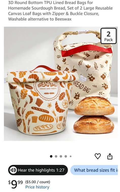 Set of 2 Reusable Canvas Bread Bags- Est. Retail $9.99